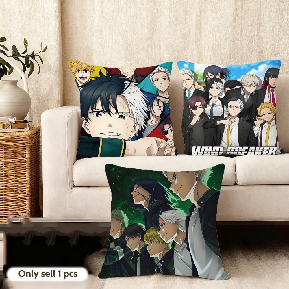 Anime W-Wind Breakers Cushion Cover Pillowcase Ultra Soft Skin Friendly Fabric Cloud Like Comfort & Concealed Zipper