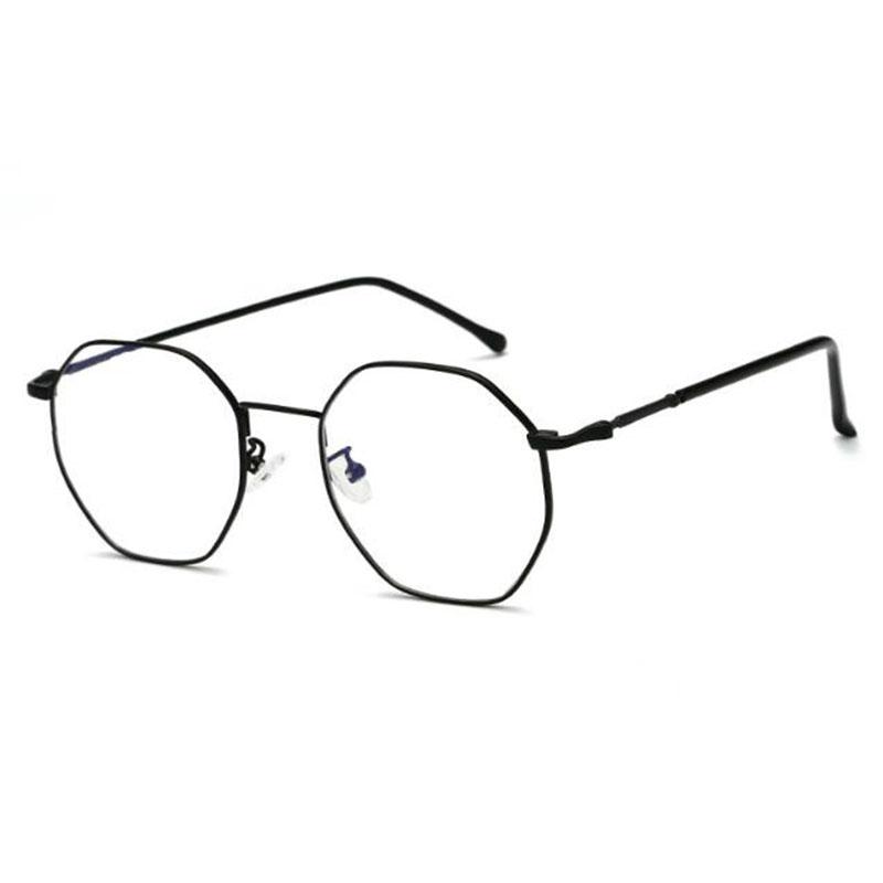 Polygon Glasses Men Vintage Octagon Blue Light Blocking Luxury Metal Eyewear 0 to -6.0 Prescription