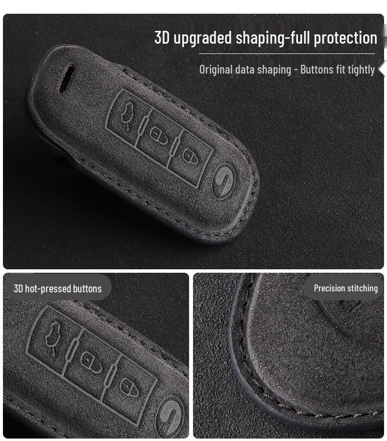 Compatible Key Case for GAC AION Y & Trumpchi GS Models (GS3, GS4, GS5, GS6m) with Suede Shell and Buckle Design