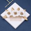 Alloy Leaf & Ceramic Magnolia Flower Hair Comb - Bridal Headdress Accessory
