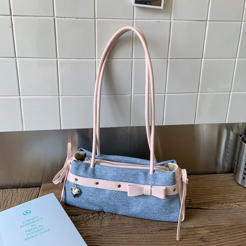 Contrasting Color Small Bag Women's New Casual Versatile Shoulder Underarm Bag Fashionable Commuter Portable Tote Bag