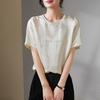 Round Neck Short Sleeved Mulberry Silk Shirt for Women, 2026 Summer Loose Commuting Versatile Pullover Top