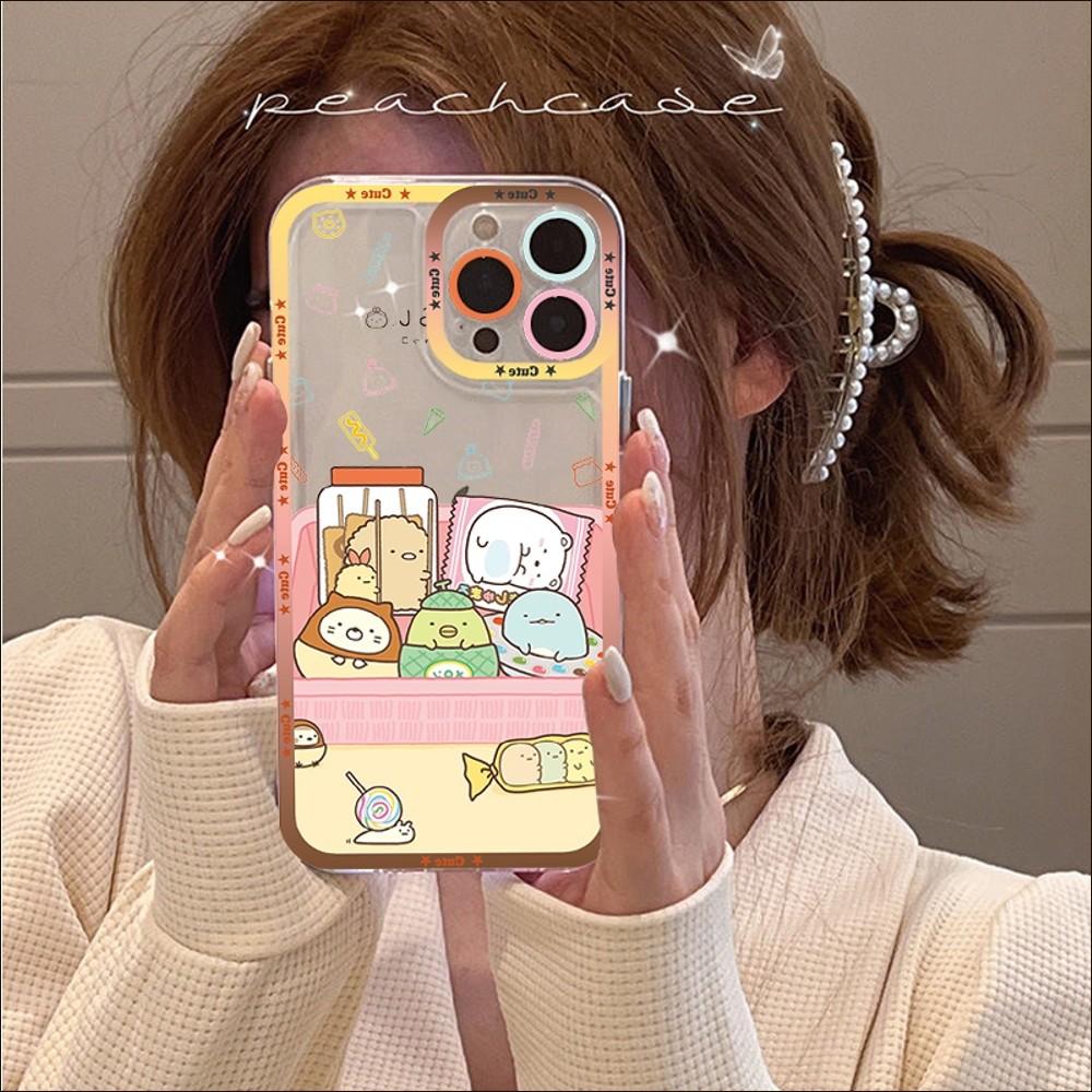 Custodia per telefono Kawaii sumikko gurashi per iPhone 13 14 Pro Max XS XR 12 11 Pro 13 Mini 6 7 8 Plus Copertura posteriore morbida trasparente