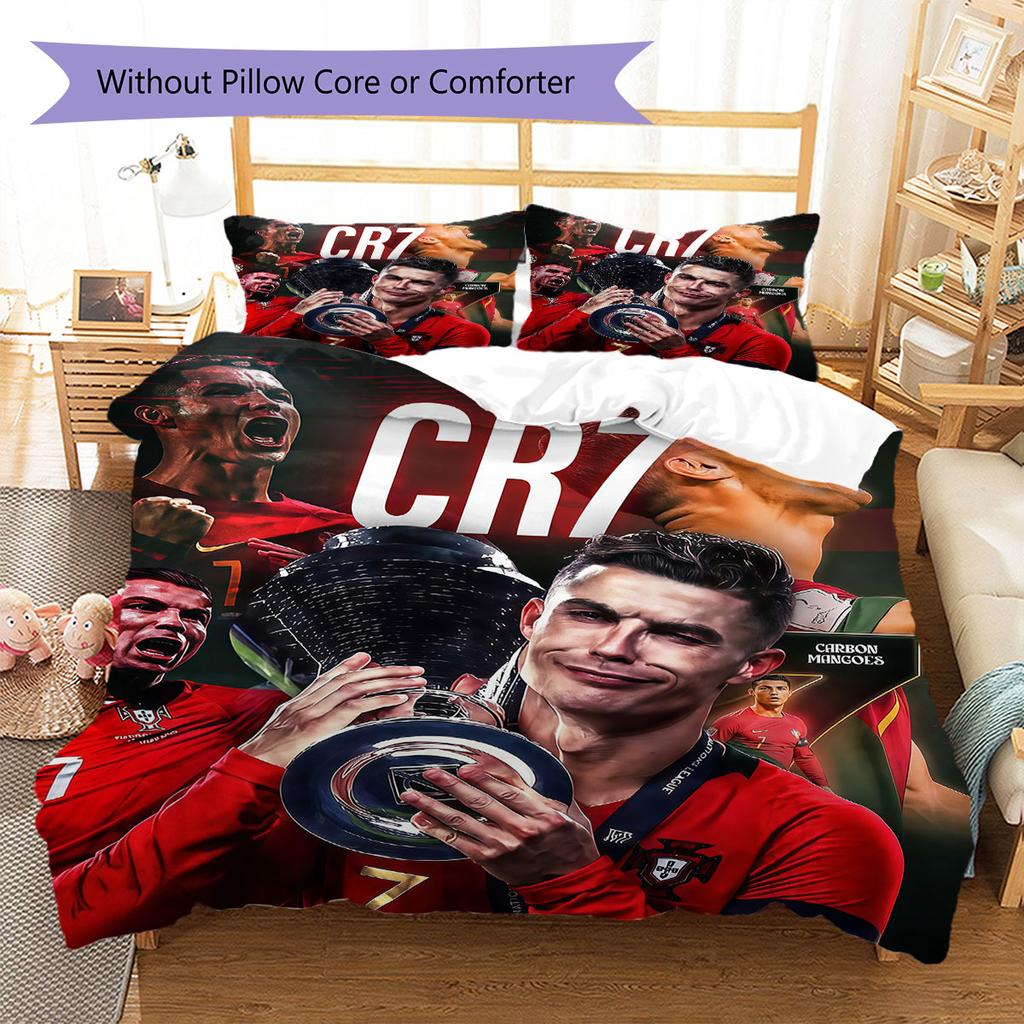 Cristiano Ronaldo Pattern Bedding,Quilt Set Quilt Cover Pillowcase Home Birthday Gift(1 * duvet cover + 2 * pillowcase, without core)