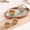 Imitation Song Ru Kiln Cat Ceramic Tea Set Kit Japanese 1 Pot 3 Cups Tea Maker Teaware Outdoor Portable Handbag Drinkware Craft