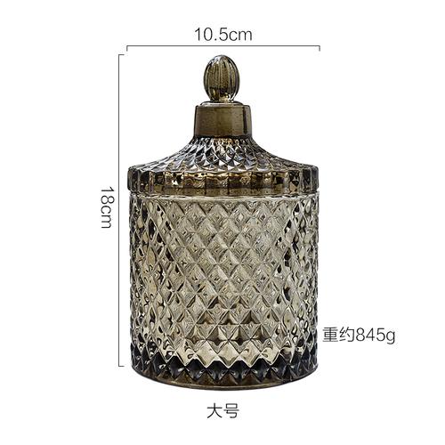Retro Green Glass Storage Tank Nordic Home Decoration Jewelry Box Cotton Storage Tank Cotton Swab Box Decorative Ornaments