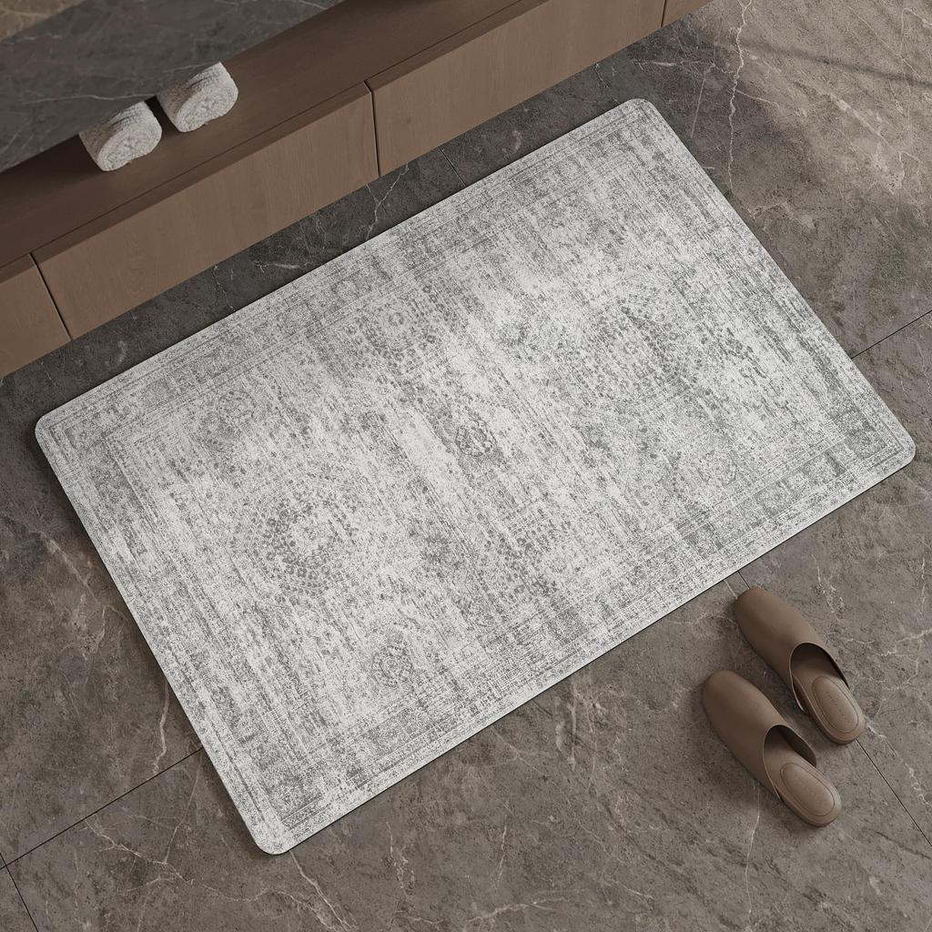 Rubber Non-Slip Quick Dry Absorbent Thin Bathroom Rugs Fit Under Door Bathroom Floor Mats-Shower Rug for In Front of Bathtub, Sink