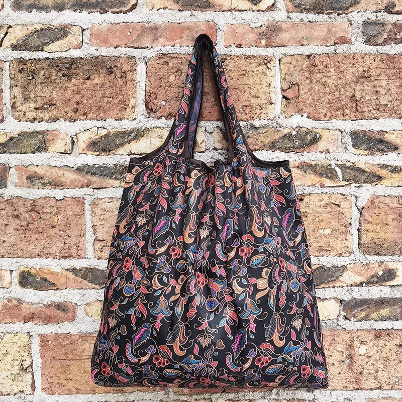 Средняя складная экологичная клетчатая полосатая нейлоновая хозяйственная сумка - корейский стиль