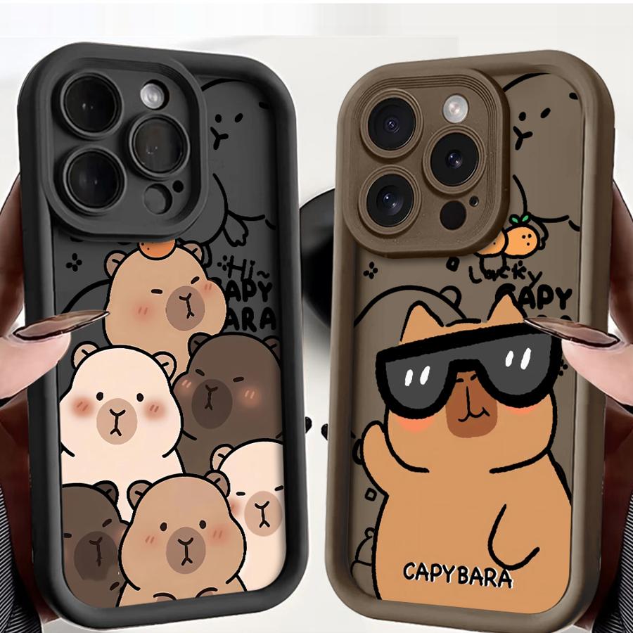 Cute Capybara Case for Apple iPhone 14 Pro 16e 14 XS XR 12 Mini 16 Plus 11 15 Plus 11 13 Pro MAX Soft Cover