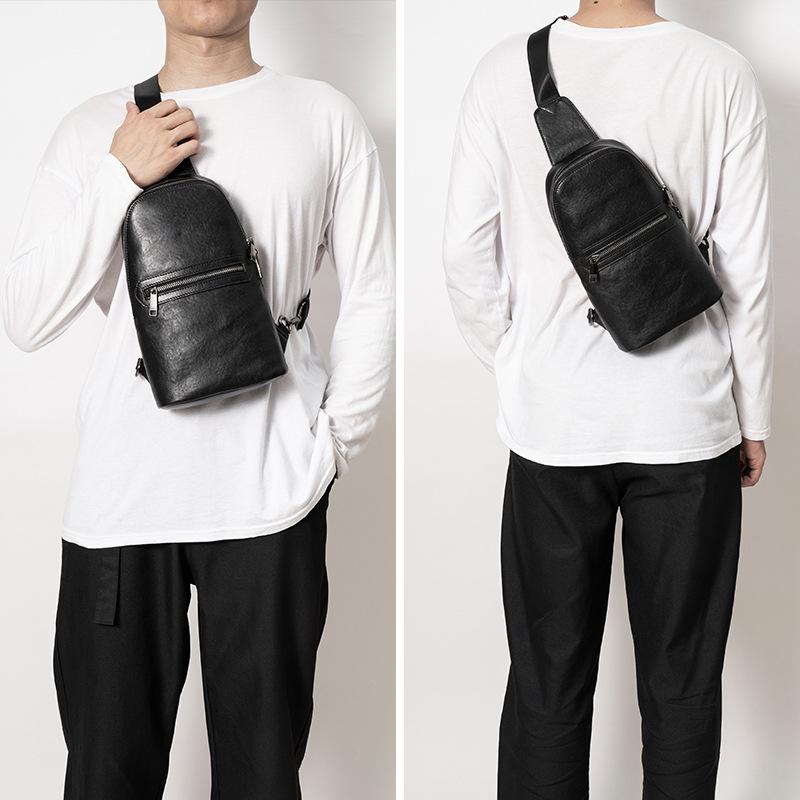 Cross Genuine Leather Men's Chest Bun Top Layer Cowhide Casual Body Bag Fashion Trend Chest Bag