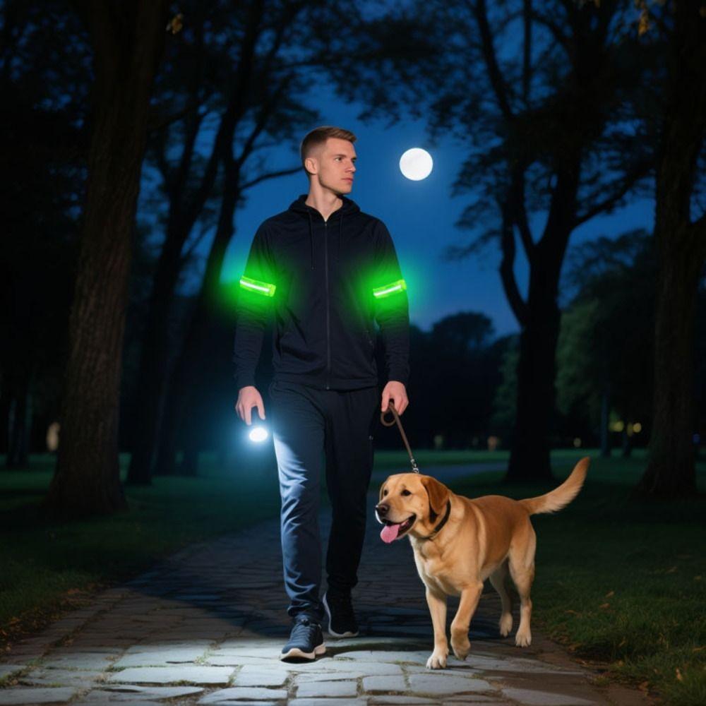 2Pcs Waterproof LED Light Armband 3 Modes Warning Wristband  Cycling Activities