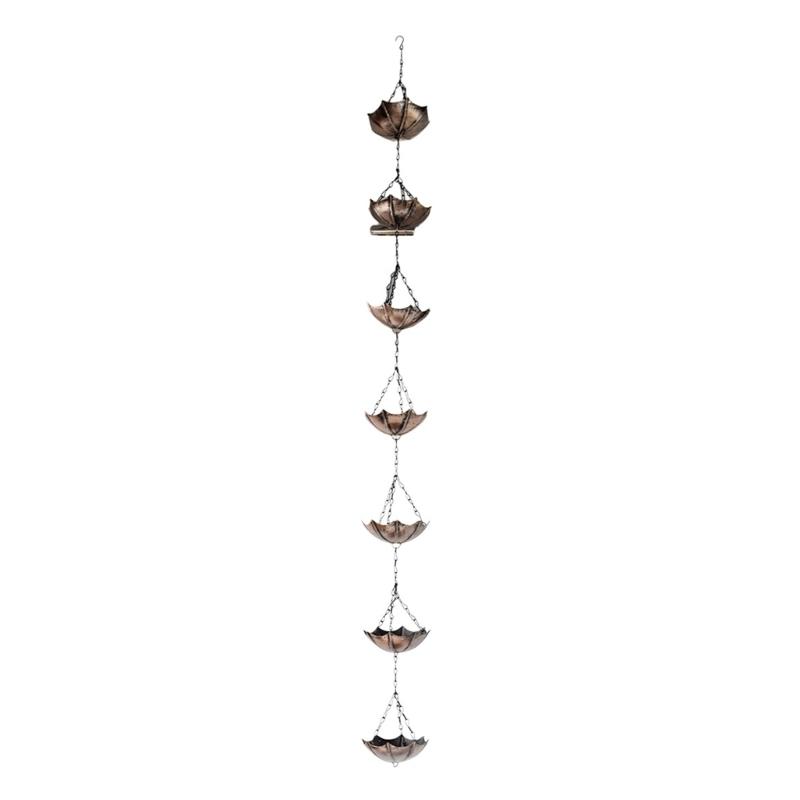 Catena Acqua in Ferro Robusto a Forma di Fiore per Grondaia Tetto Decorativa Funzionale Giardino Esterno Dispersione Acqua Piovana