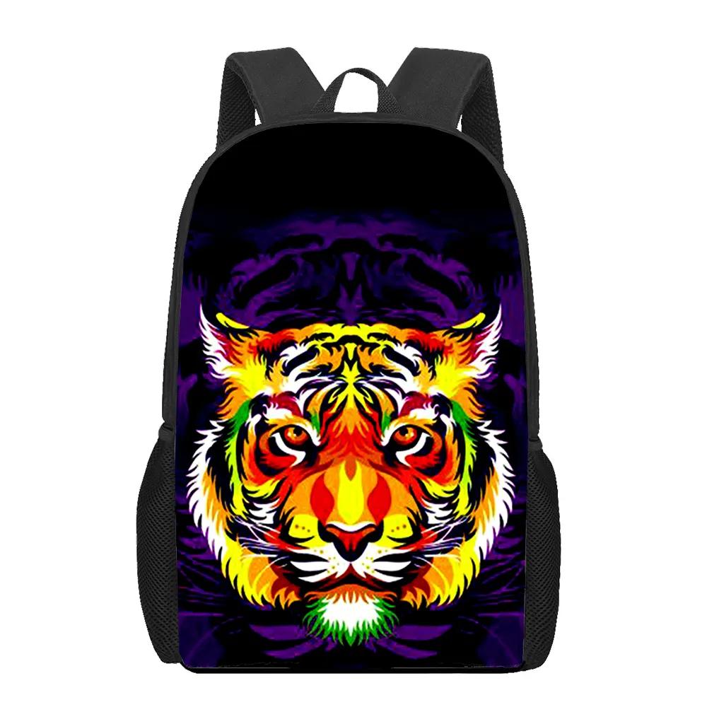 Creative Fiercely Tiger Pattern Backpacks for Girls Boys Children Students Book Bag Teenager Shoulder Rucksack Travel Backpack