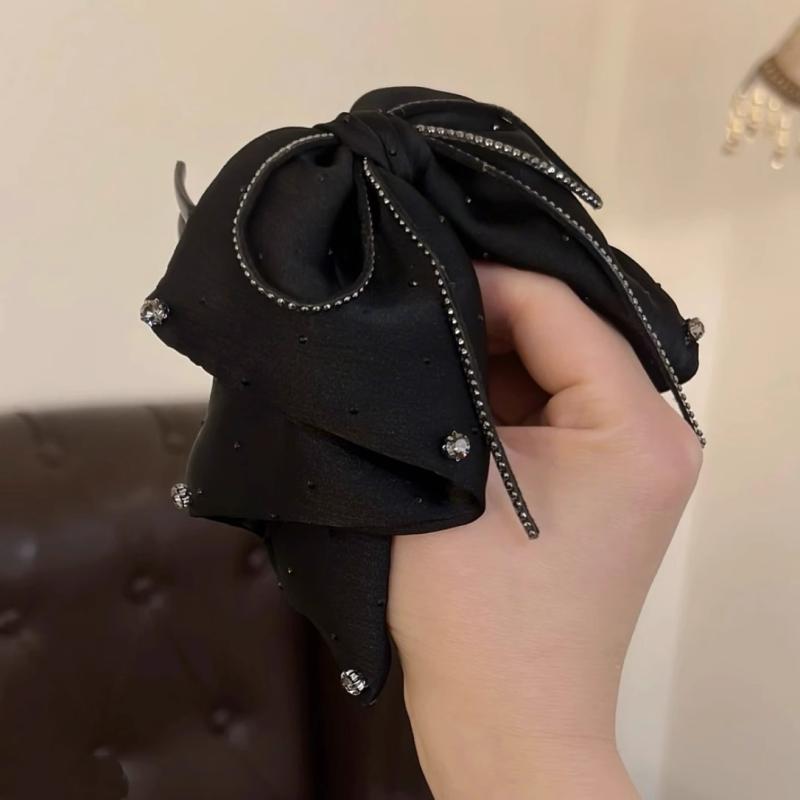 Butterfly Knot Tassel Hair Clip Diamond Embedded Updo Shark Clamp Women'S Dark Style High Quality Feeling Hair Accessories