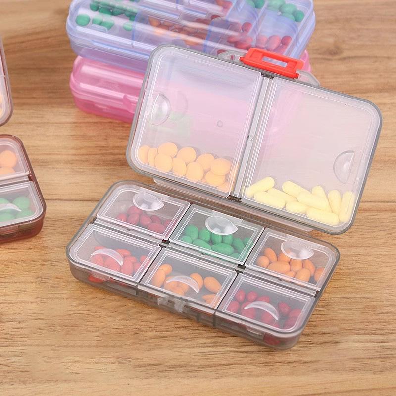 Portable Weekly Pill Organizer Box with 8 Compartments for 3x Daily Medication
