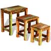 Vidaxl Set of 3 Nesting Tables, Solid Reclaimed Wood