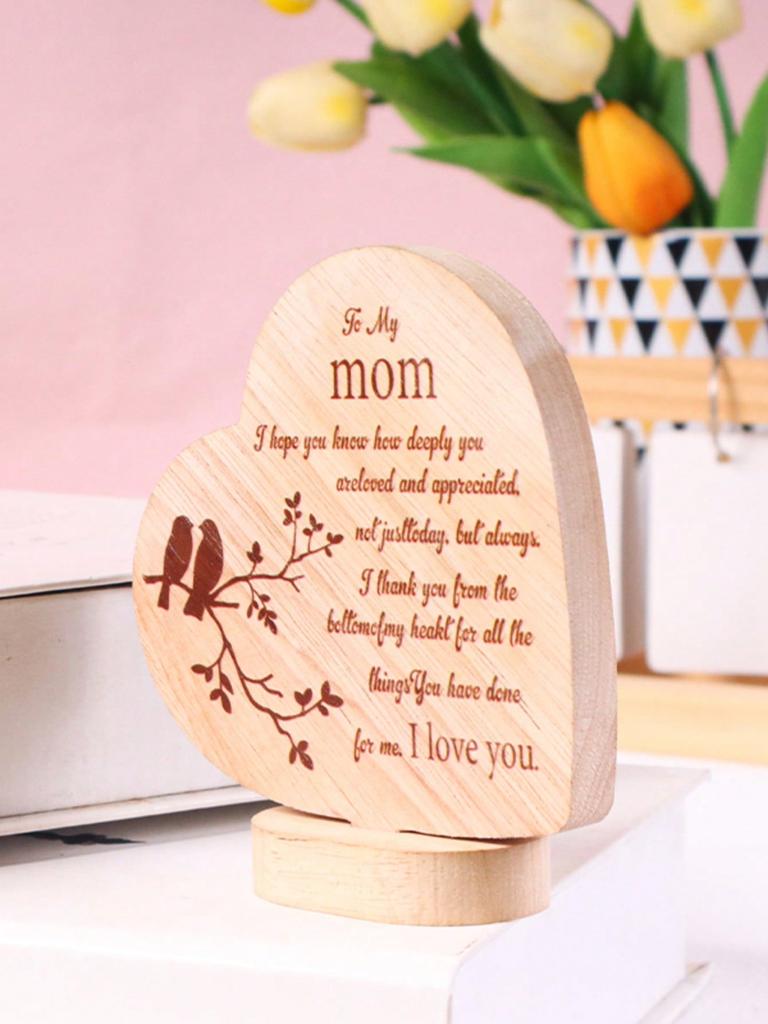 Mother's Day Wooden Plaque Resin Ornament Perfect for Home Decor, Desk Display, a Heartfelt Gift To Express Love for Mother