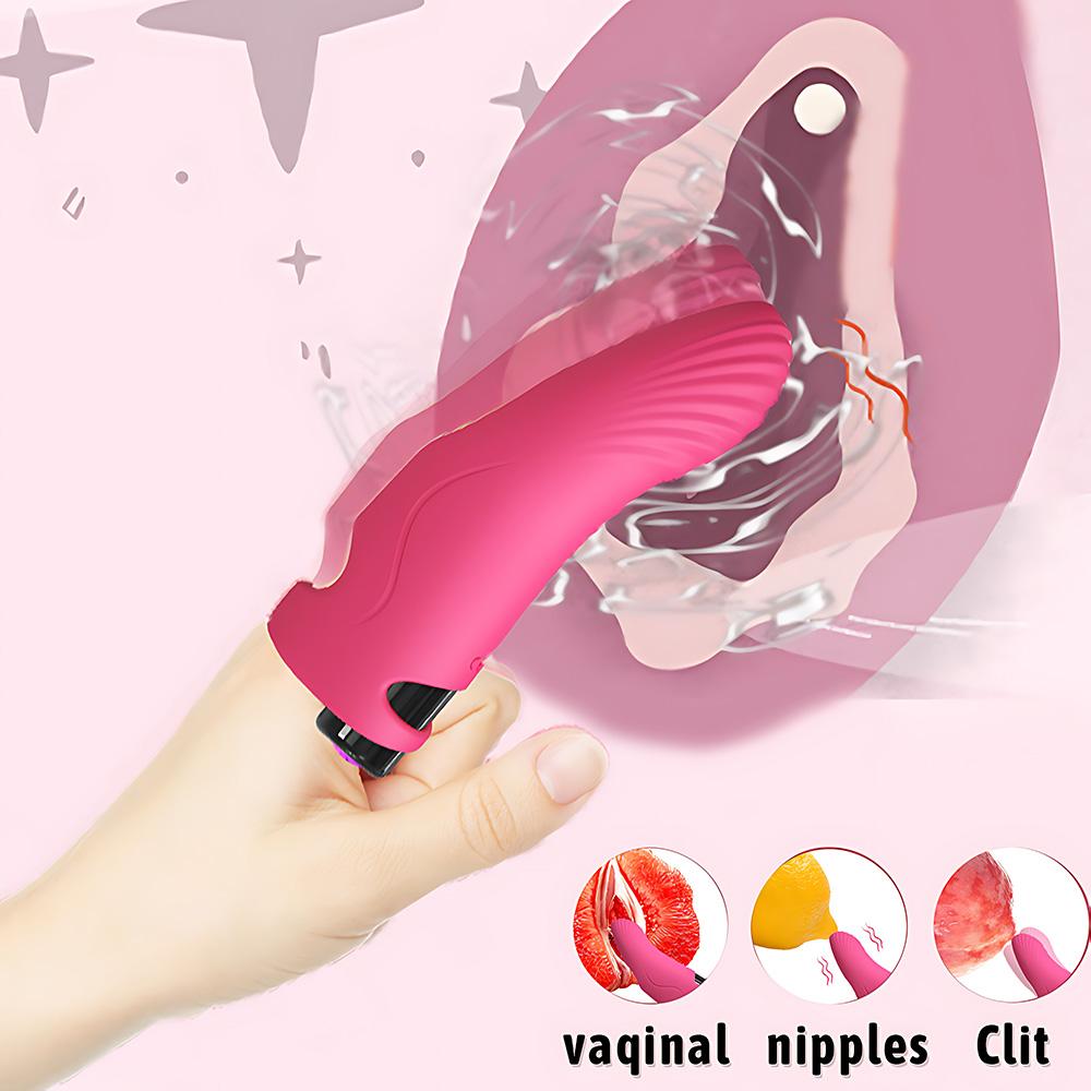 Finger Dildo Vibrator, Bullet Sex Toys,Vibrating Mini G Spot Clitoral Nipple Masturbator with 9 Vibration Modes,Sex Toys for Women