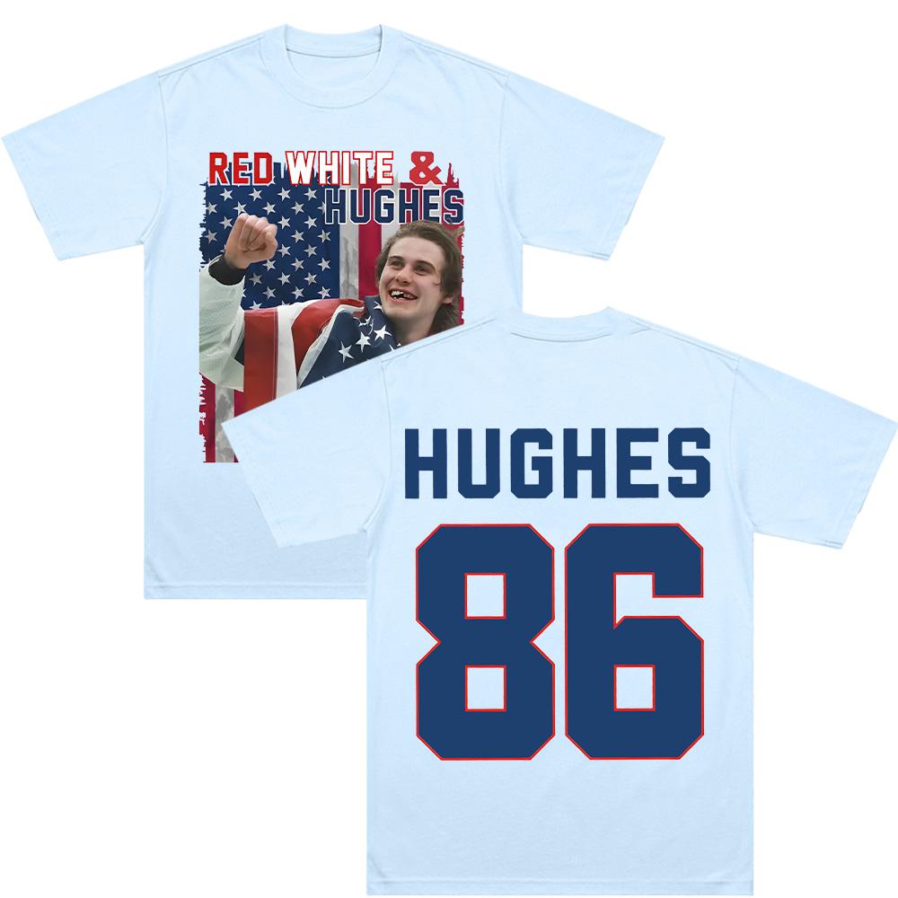 Hughes Hockey Tee Jack Hughes Graphic T Shirt Cotton Short Sleeve Clothing Women Men Fashion 86 High Street Loose T-shirt Cas... S разноцветный