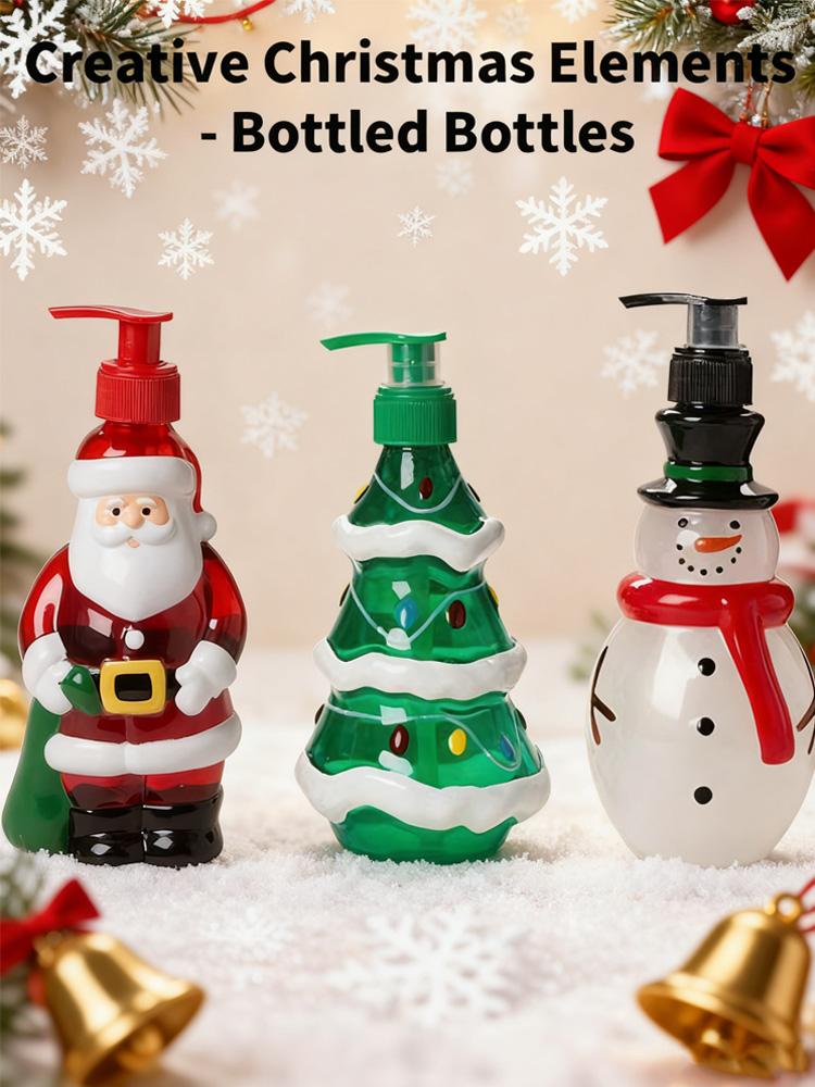 Holiday Essential! 350ML Santa Claus Dispenser Bottles - Reusable Home Travel Toiletry Refillable Jars