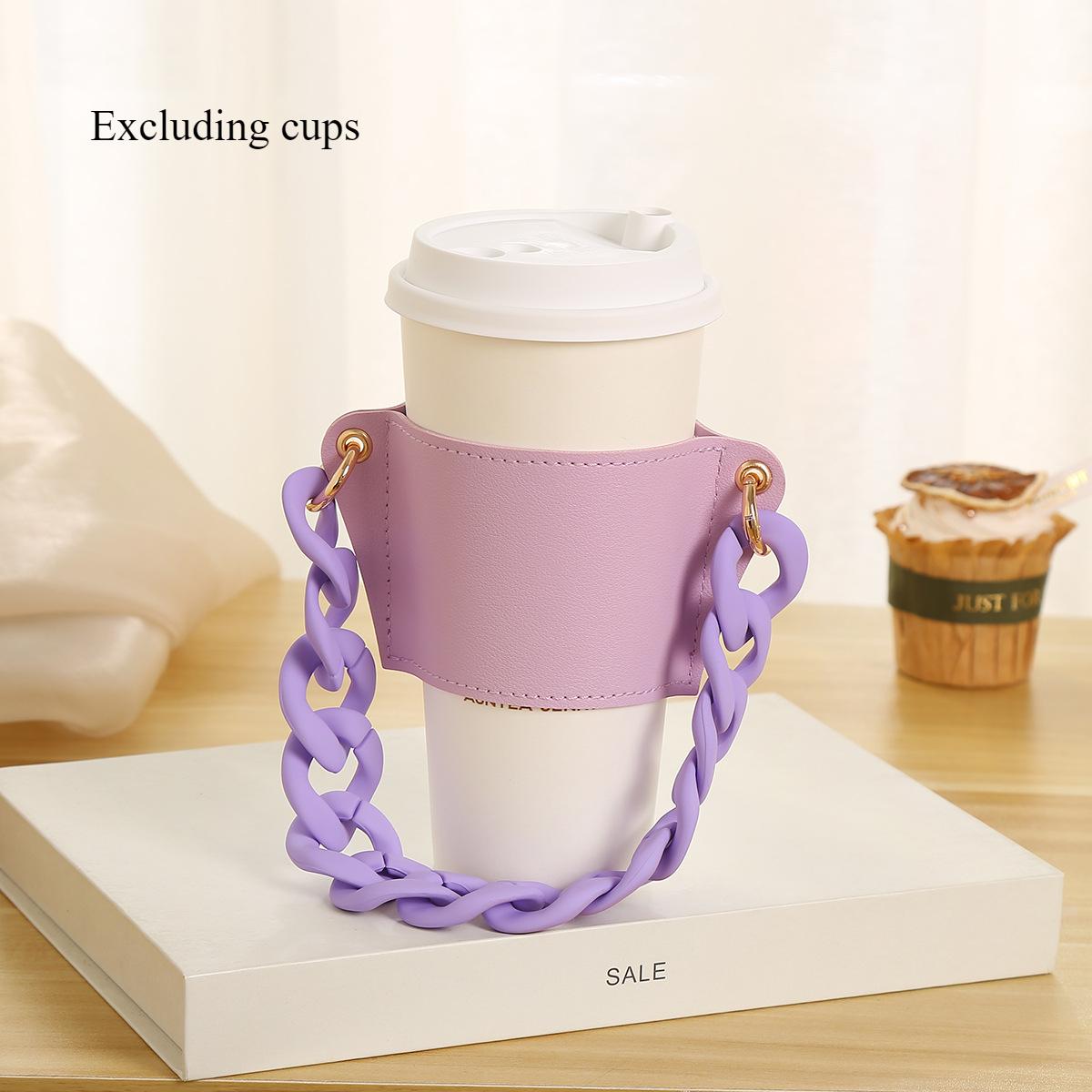 

Многоразовый с цепочкой Дорожный Экологичный Чехол-сумка для напитков Кофейный рукав Чехол для бутылки Подстаканник фиолетовый