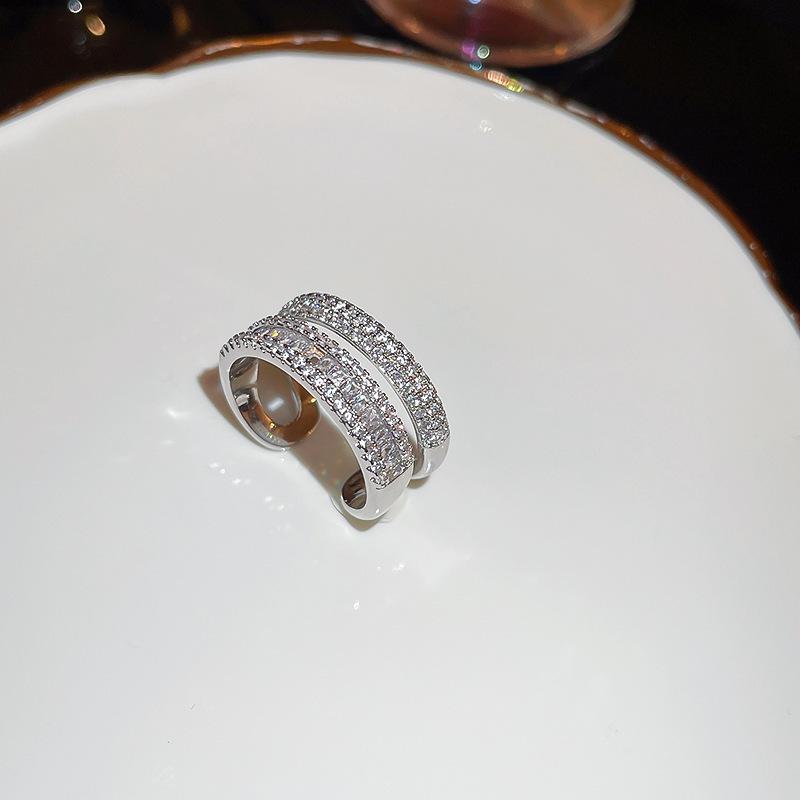 Retro Silver Bow Love Flower Pearl Open Ring Simple Index Finger Ring Versatile Jewelry Women