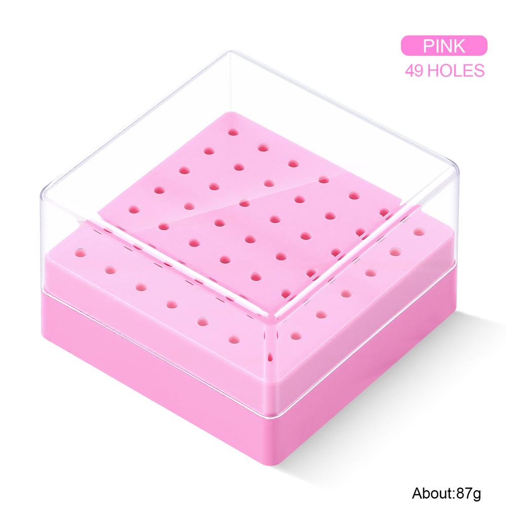 Transparent 48holes Nail Drill Bits Storage Box Empty Clear Box Nail Drill Display Stand Manicure Accessoy Tools