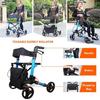 Walking Aid With Seat Basket And Wheels New Foldable Elderly Rollator Red / Blue Auxiliary Travel Shopping Elderly Walker
