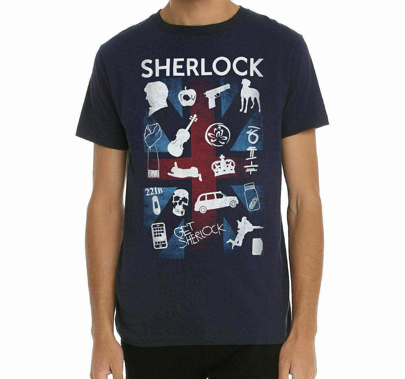 

Bbc Шерлок Юнион Джек символы значки унисекс футболка