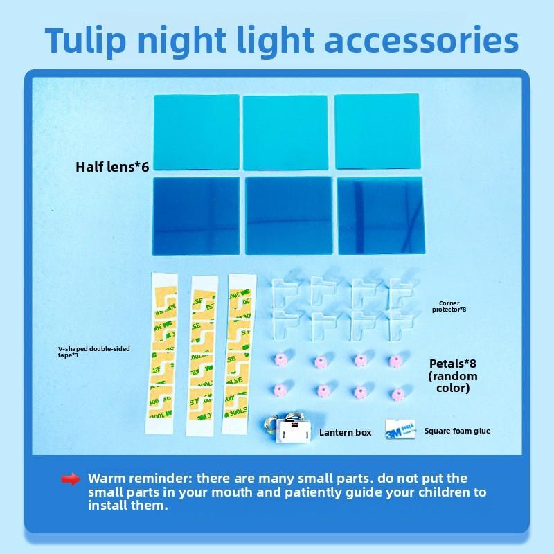 Handgefertigter Montage-Spiegel Tulpenblumenmeer Würfel-Nachtlicht Puzzle-Spielzeug-Set Für Gehirnentwicklung