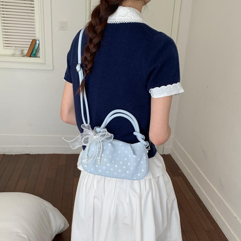 Fashion Wrinkled Cloud Bag Polka Dot PU Leather Crossbody Bag Stylish Small Shoulder Bag For Women Daily Use