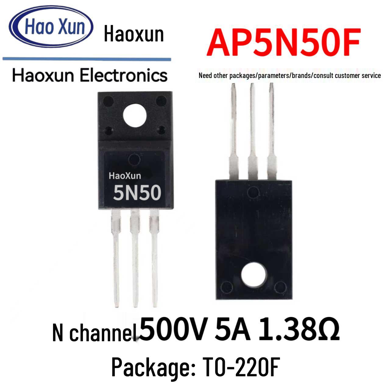 

500V 5A N-Channel 5N50 MOSFET TO-220F Plastic Package Transistor Tube AP5N50F