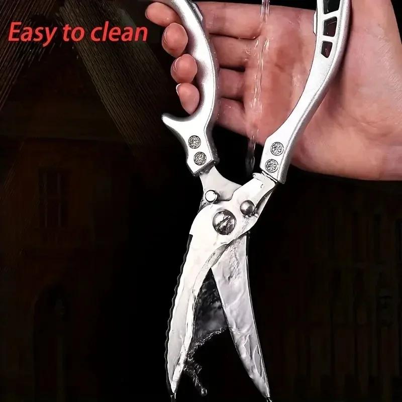 Multifunctional Kitchen Scissors Chicken Bone Duck Meat Fish Cutting Knife Heavy Duty Stainless Steel Food Scissors Essentials