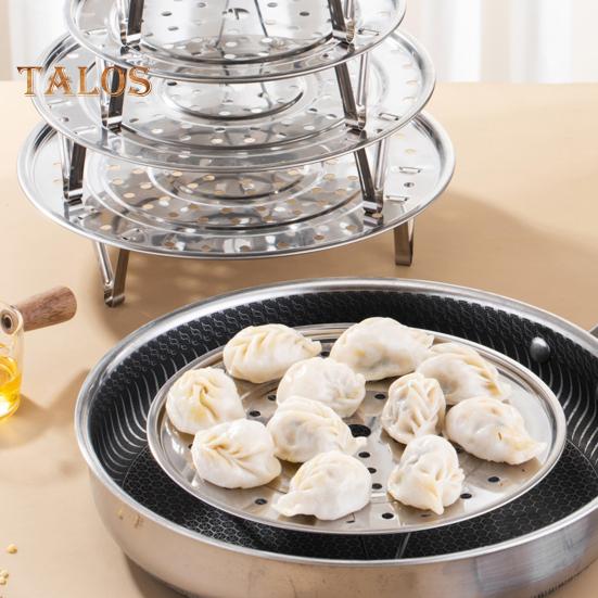 Rundt dampstativ i rustfritt stål med avtakbart V-formet stativ for dampkoking Stablebare grønnsaker Dumplings Fisk Sjømat Allsidig kjøkken