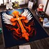 Fiery Cross with Wings Design Rug Non-slip Rug Suitable for Living Room and Bedroom Sofas.