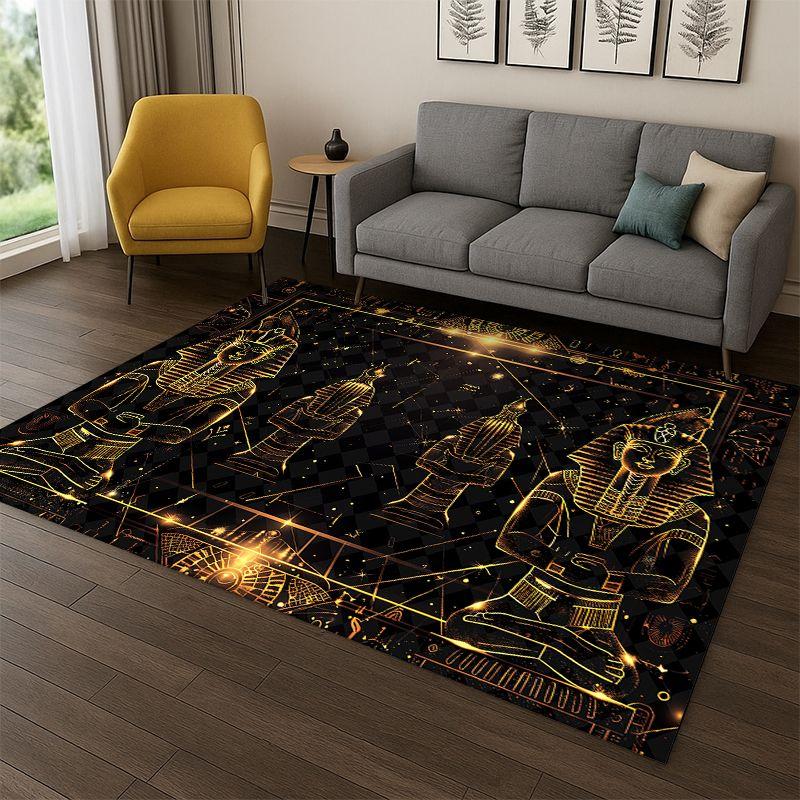Tapis Pictogramme Mythologie Égyptienne pour Chambre à Coucher Salon Canapé Salle de Jeux Paillasson Décoration Intérieure, Tapis pour Espace Enfant Antidérapant