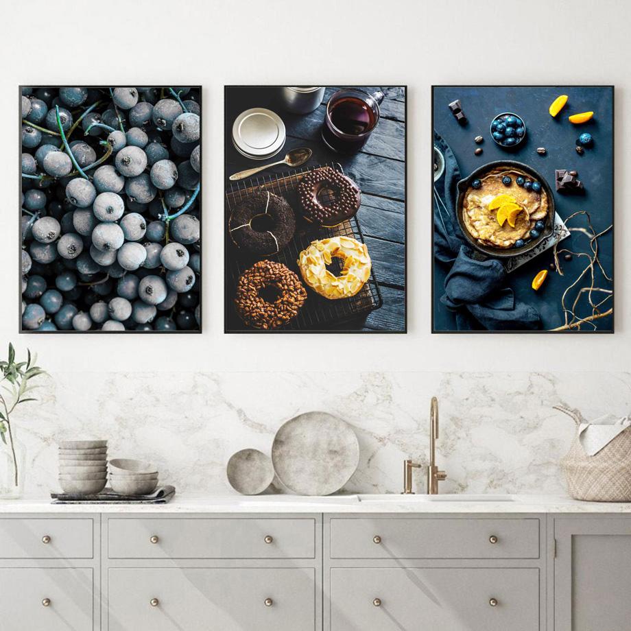 Egg Tart Donut Avocado Food Fruit Pastry Wall Art Canvas Painting Nordic Posters And Prints Pictures For Living Room Home Decor