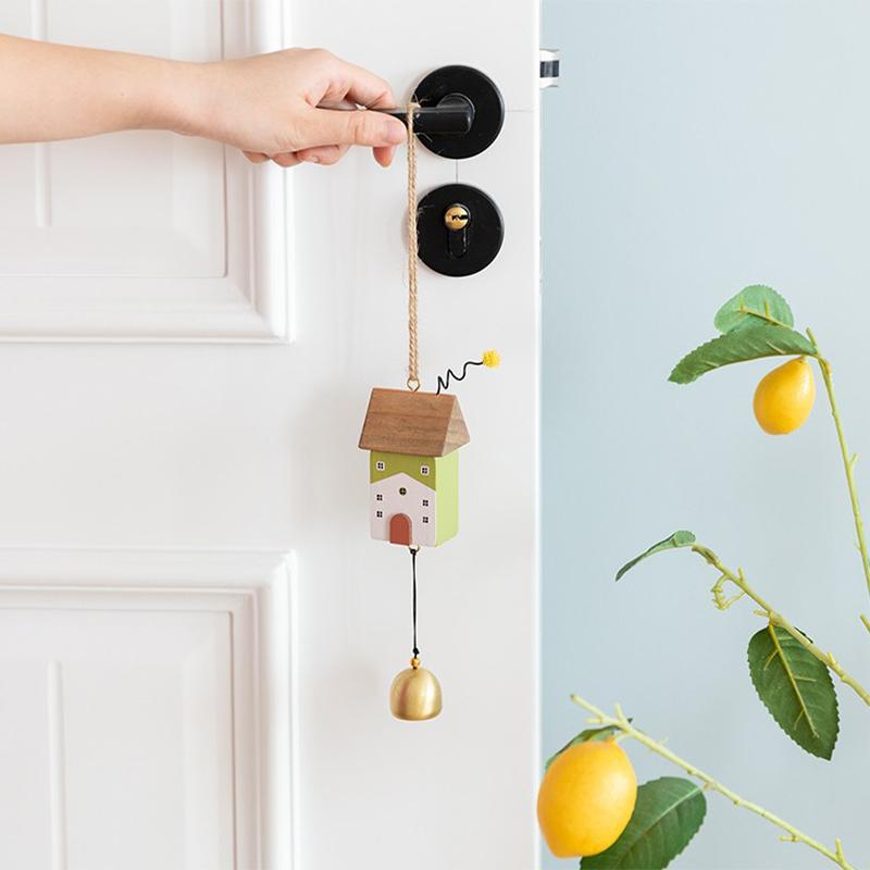 Cute Little House Wind Chimes Creative Doorknob Bell Hanging Decoration Bedroom Window Garden Outdoor Decor Birthday Gifts