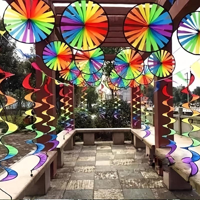 1pc Rainbow Wind Spinner for Garden, Colorful Metal Blades Spin in Wind, Vibrant Outdoor Decor for Yard Patio Balcony