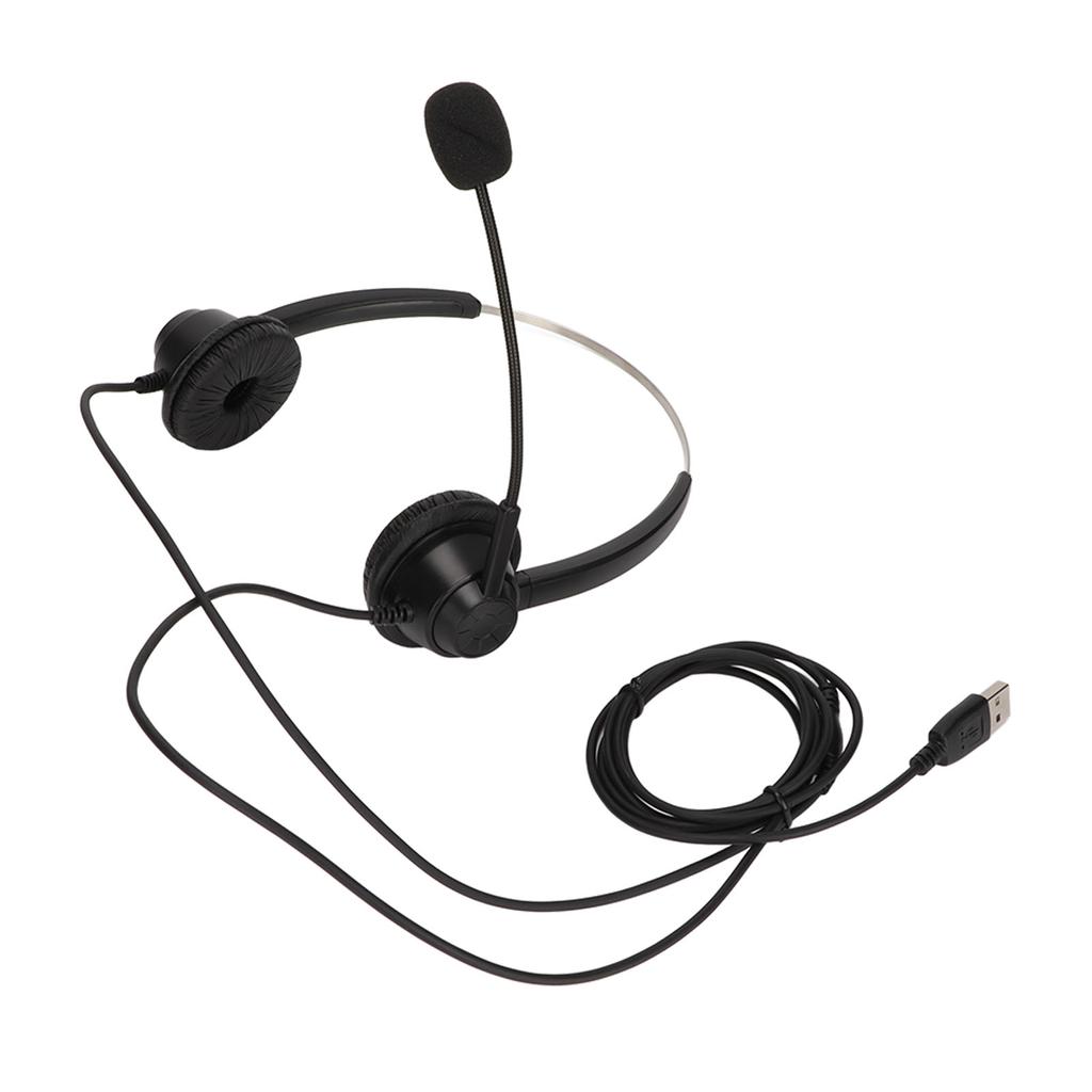 H360DUSB Double Sided Headset Black Volume Adjustment USB Business Headset with USB Plug for