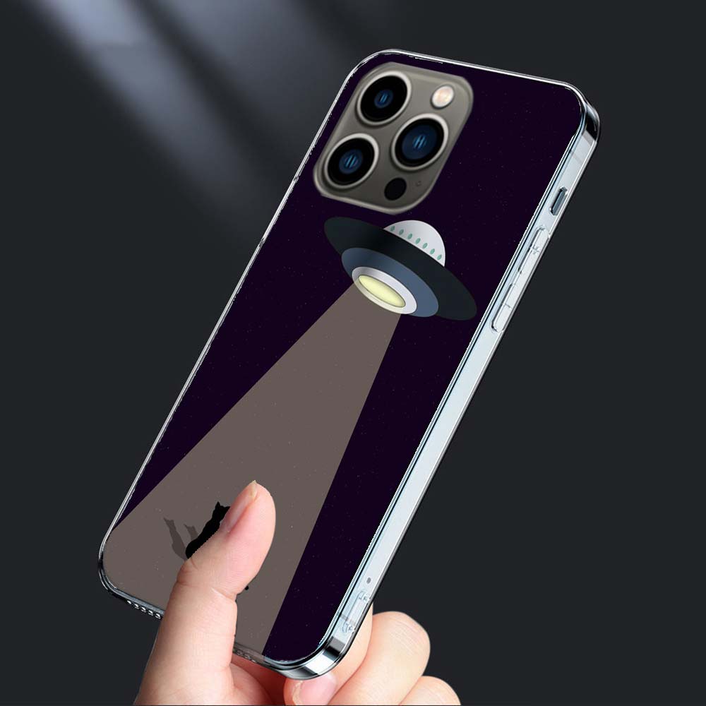 

UFO Alien Cat universe Phone Case For Iphone 16 15+ Pro Max 17 Air Capa 14 Plus 16E 13 Pro 12 Mini 11 Cover iPhone 15