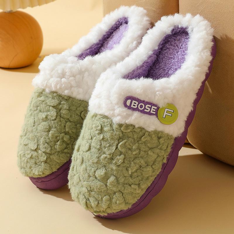 Winter Fur-Slippers: Women's & Men's Cozy Cotton, Velvet-Lined, Thick Sole for Indoor Warmth