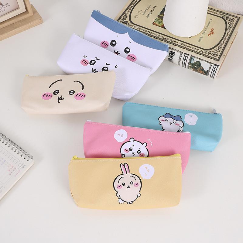 Cute Korean Style Pu Pen Bag With Spacious Storage For Office And School
