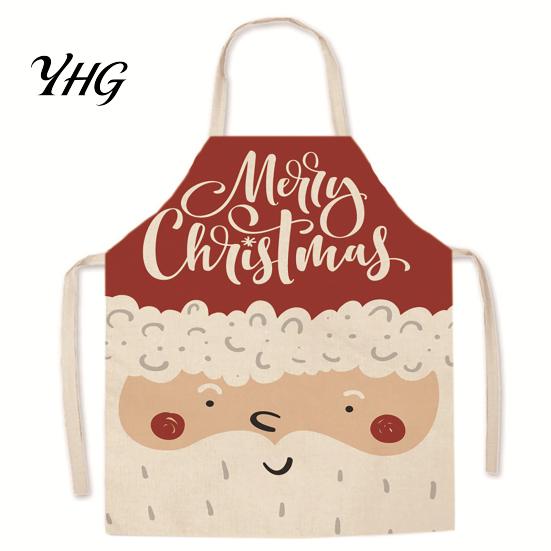 Santa Claus Kitchen Supplies Christmas Apron, Claus/Elk/Gingerbread Man/Snowman Print Cooking Bib, Waterproof Funny Gingerbread Man Chef Apron