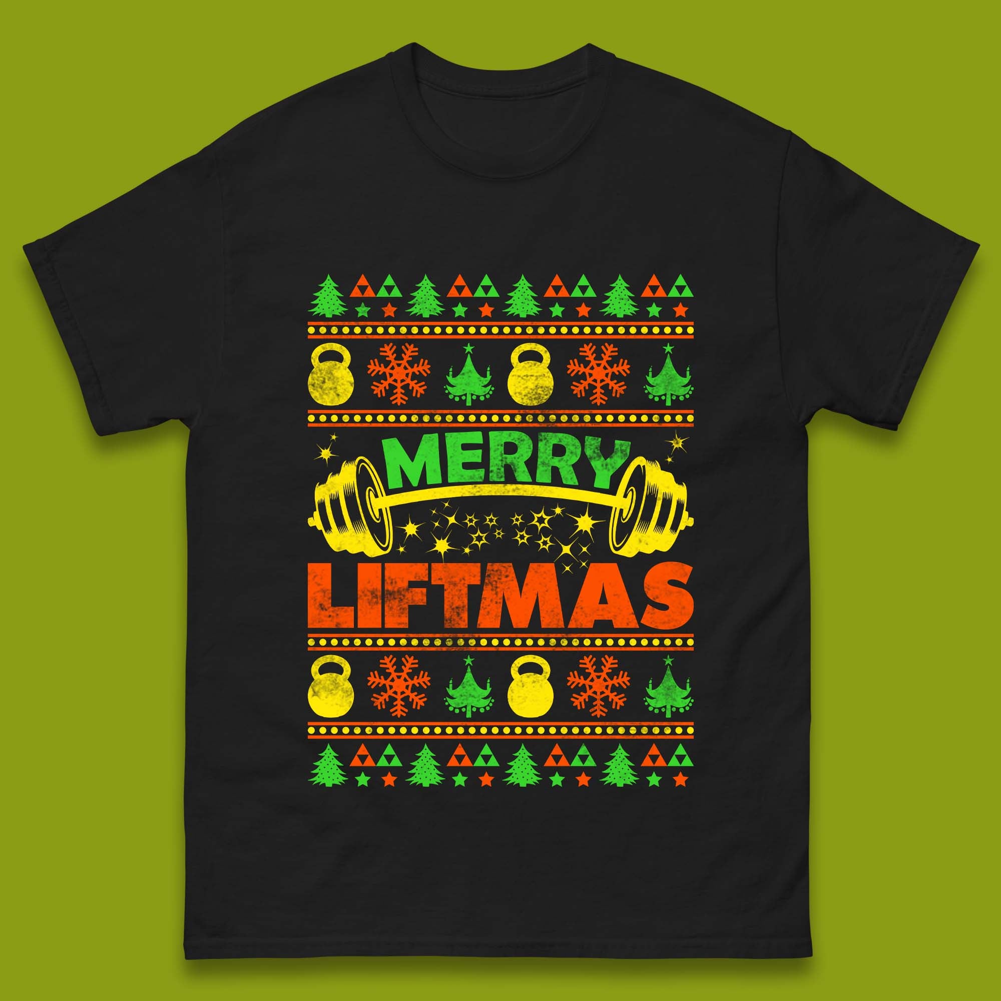 Merry Liftmas Christmas Mens T-Shirt Womens Tops Tees 2XL