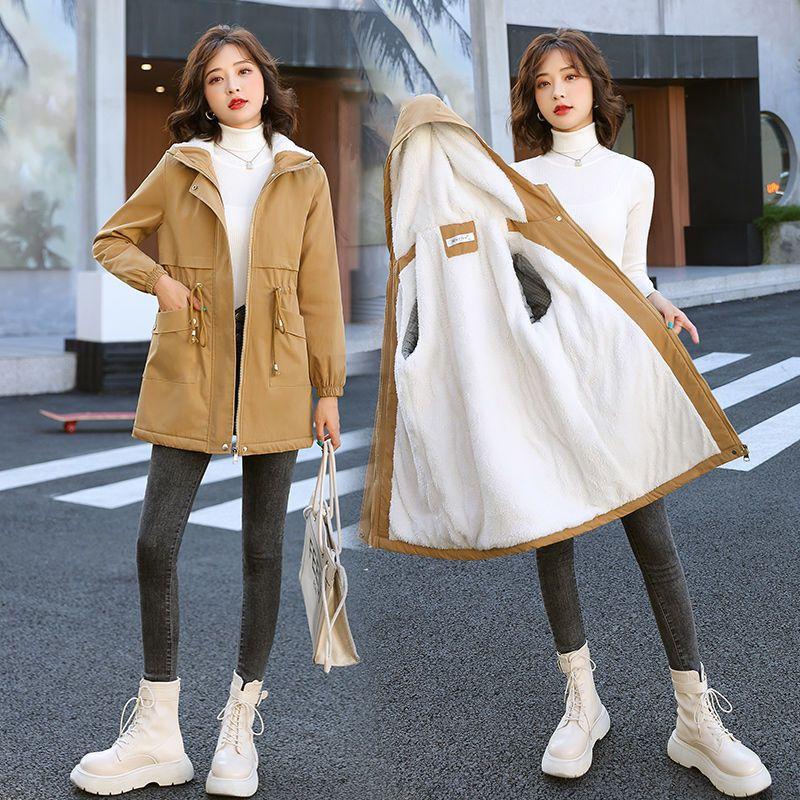 Winter Jacket Cott Warm Puffer Coat Women Casual Parkas With Lining Plush Hooded Trench Outwear Women's Clothes