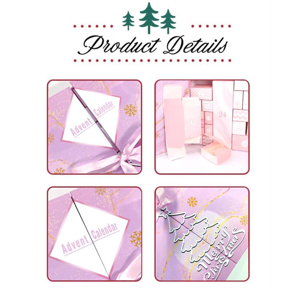 2025 Christmas Empty Countdown Calendar Boxes 24 Day Foldable Candy Countdown Box for Activities Gathering Girls Party