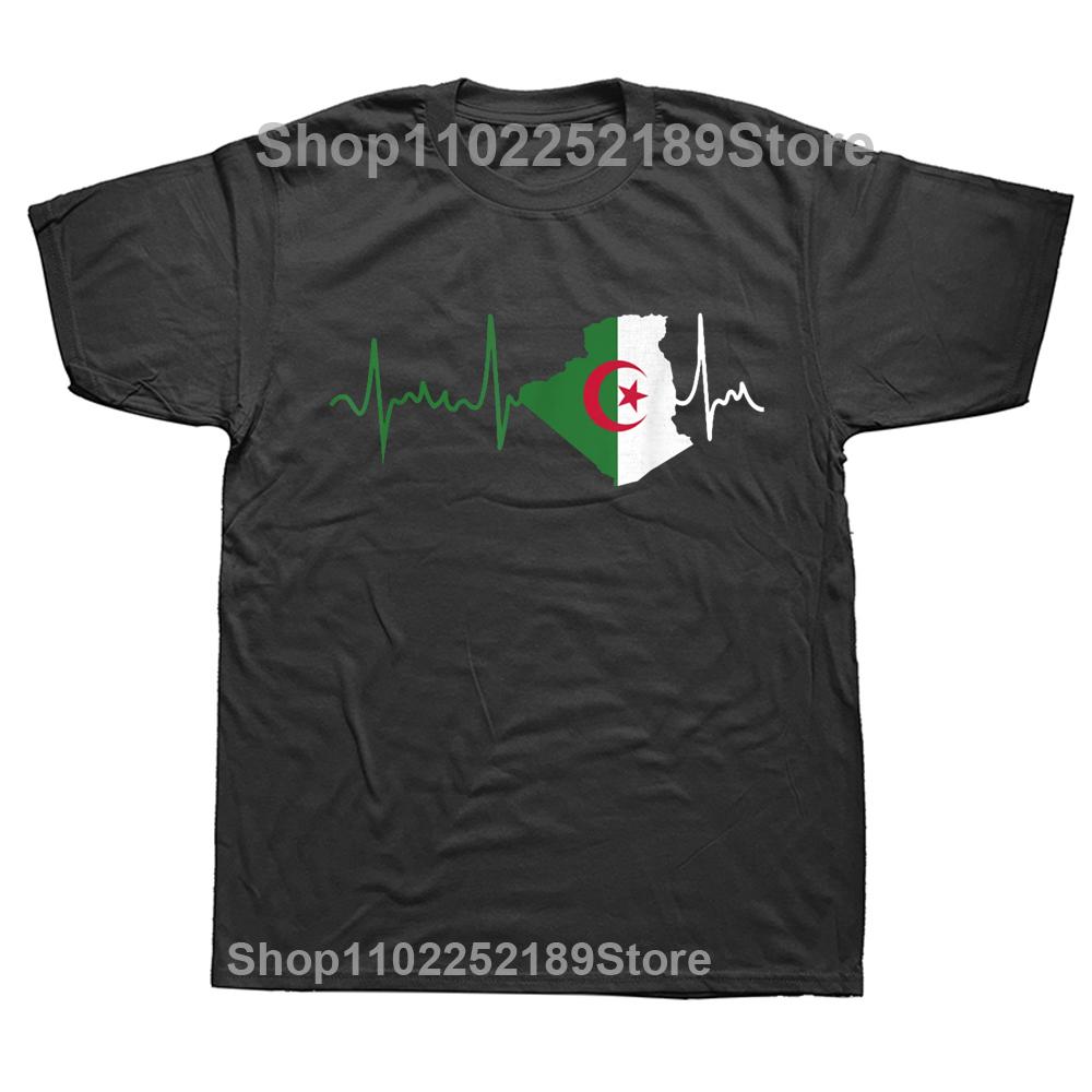 

Funny Algeria Heartbeat Proud To Be Algerian T Shirts Graphic Cotton Streetwear Short Sleeve Birthday Gifts Summer Style T-shirt XL