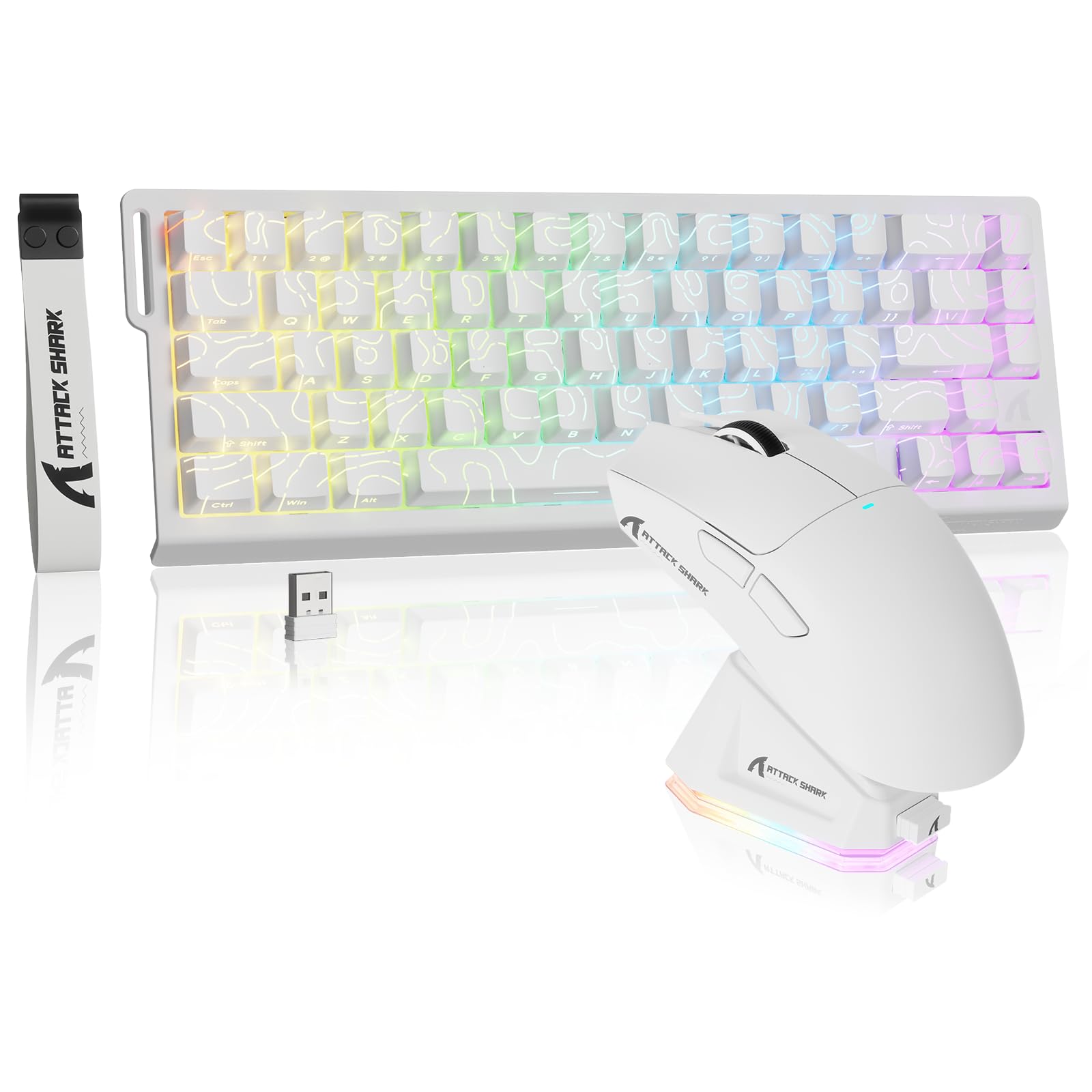 

MAMBASNAKE x ATTACK SHARK X68PRO HE Rapid Trigger Keyboard X11 Gaming Keyboard and Mouse Magnetic 8Khz PBT Super PAW3311 RGB Magnetic Charging Base