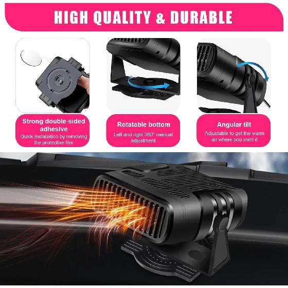 2025 Car Heater Portable Defroster Defogger Auto Dryer 12V/24V Cigarette Lighter Plug PTC Heating Easy Install Accessory